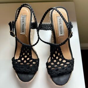 Steve Madden Black Women's Sandals with 4.5 inch platform. Good condition.